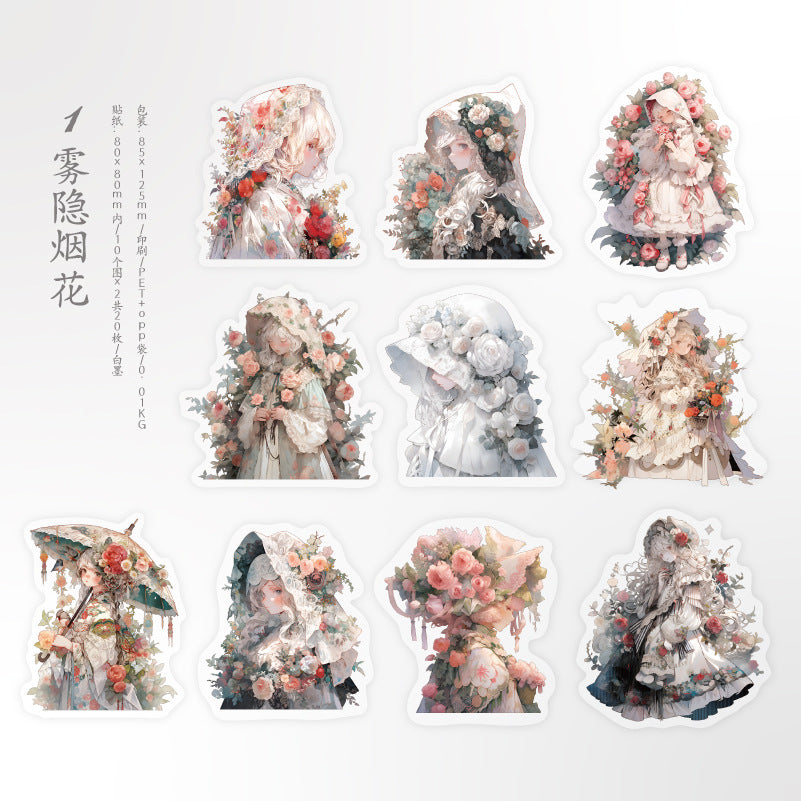 20 Pcs PET Girl Stickers HYXS