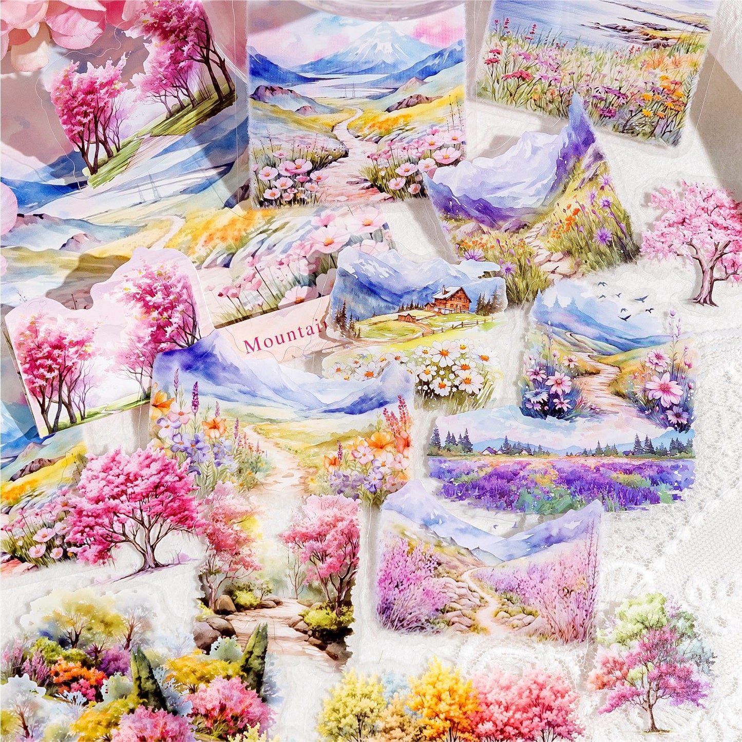 30 Pcs Forest Mountain PET Stickers SLZRCS