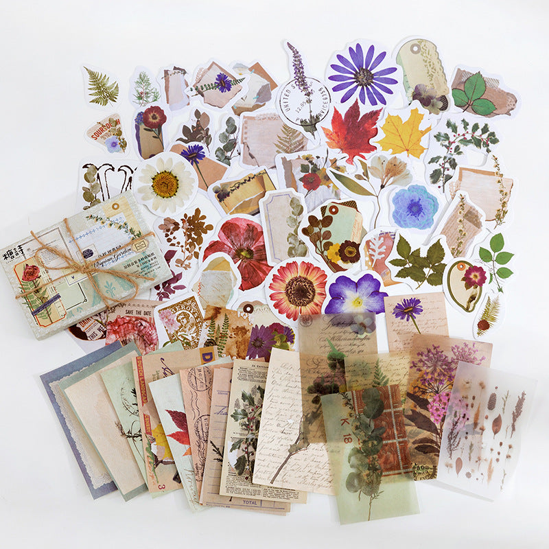 60 Pcs Botanical Junk Journal Kit
