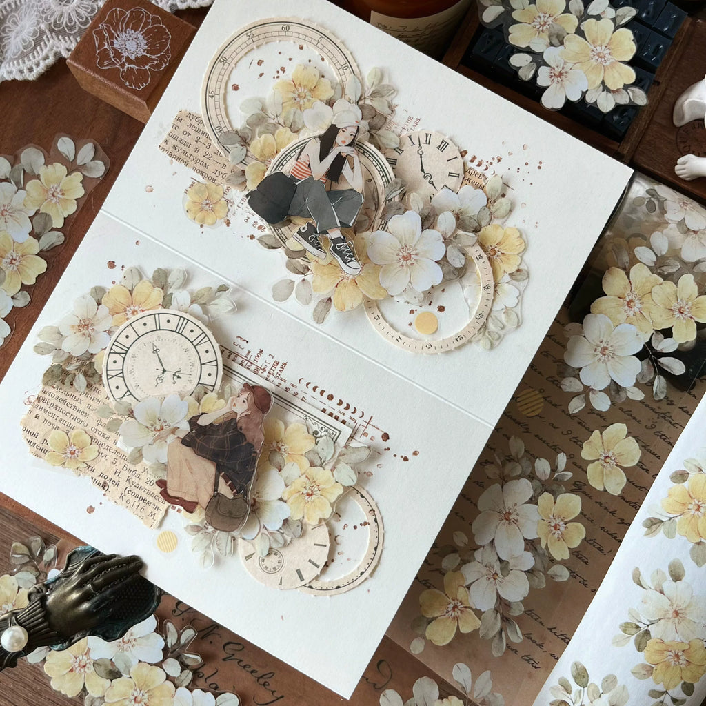Floral Decorative Tape Rolls- Yellow Rosebush