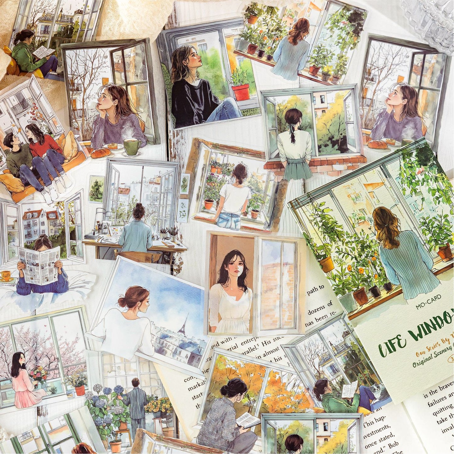 30 Pcs Windows Landscape PET Stickers CBDWM