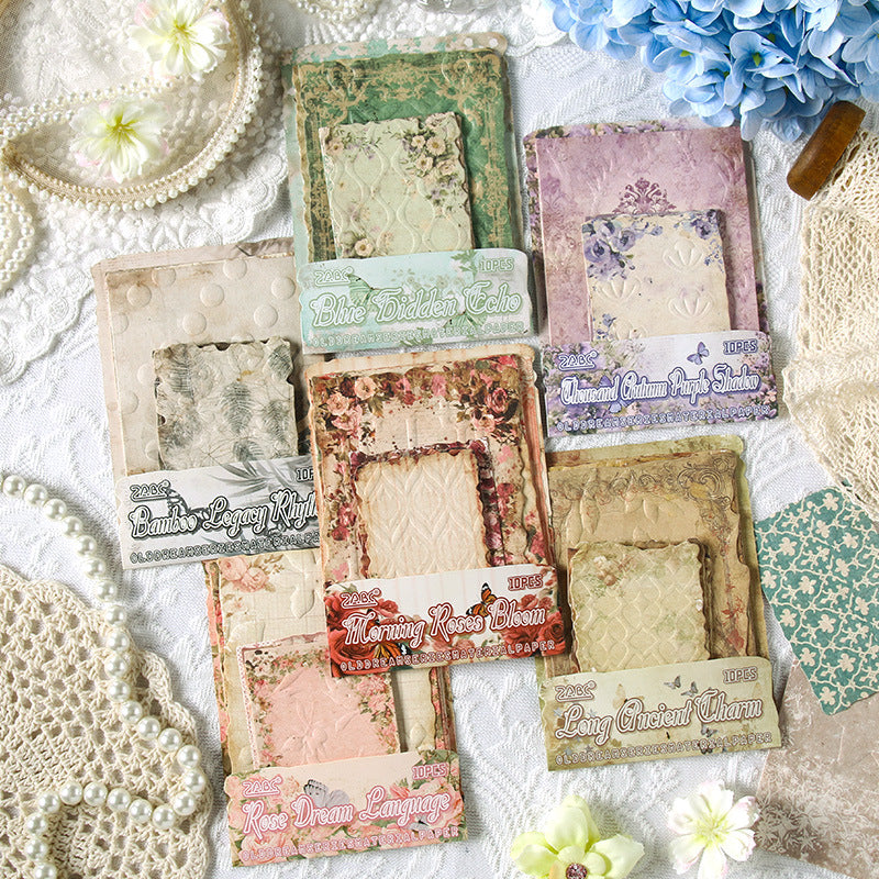 10 Sheets Vintage Embossed Scrapbook Paper XSJM