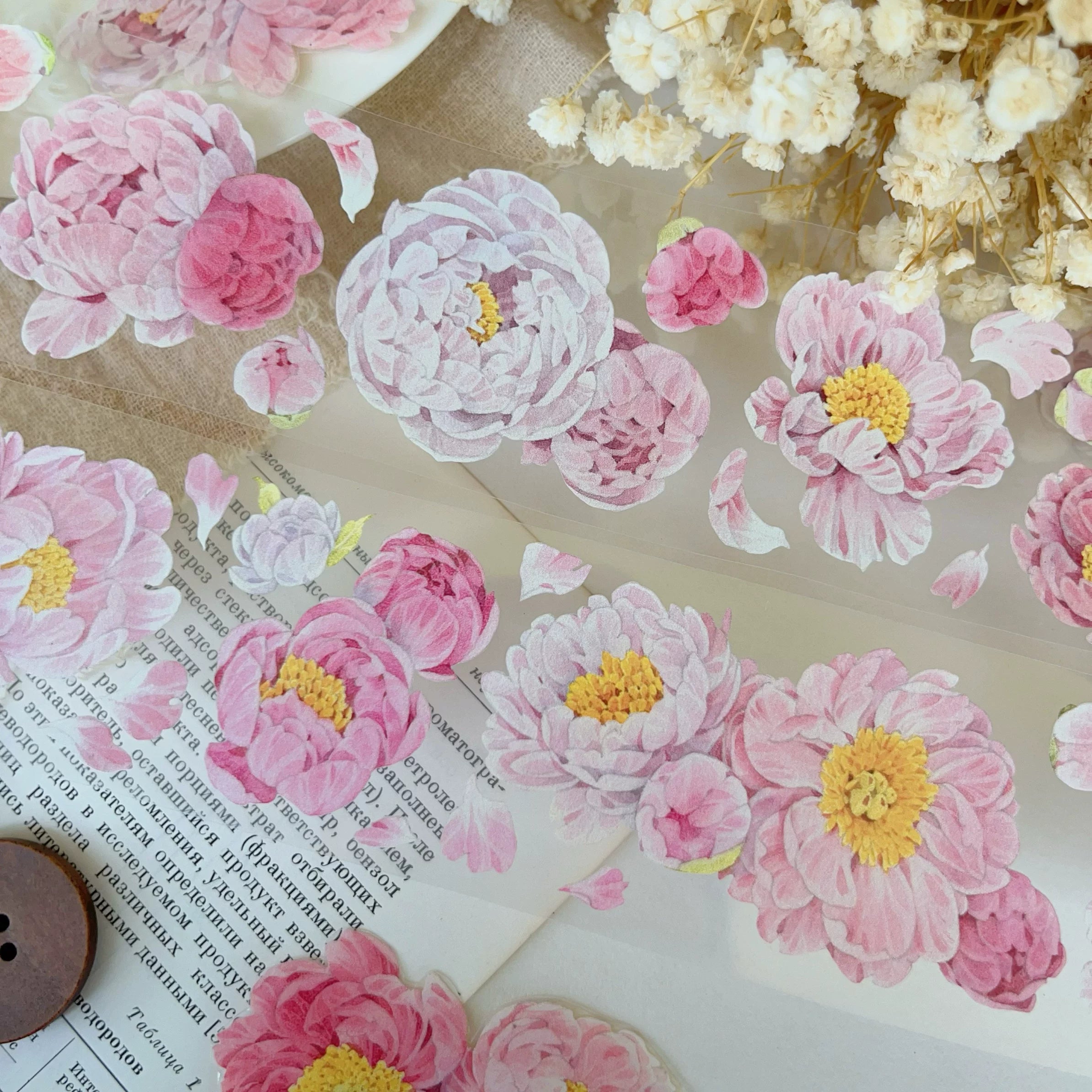 Floral Decorative Tape Rolls- Peony Blush