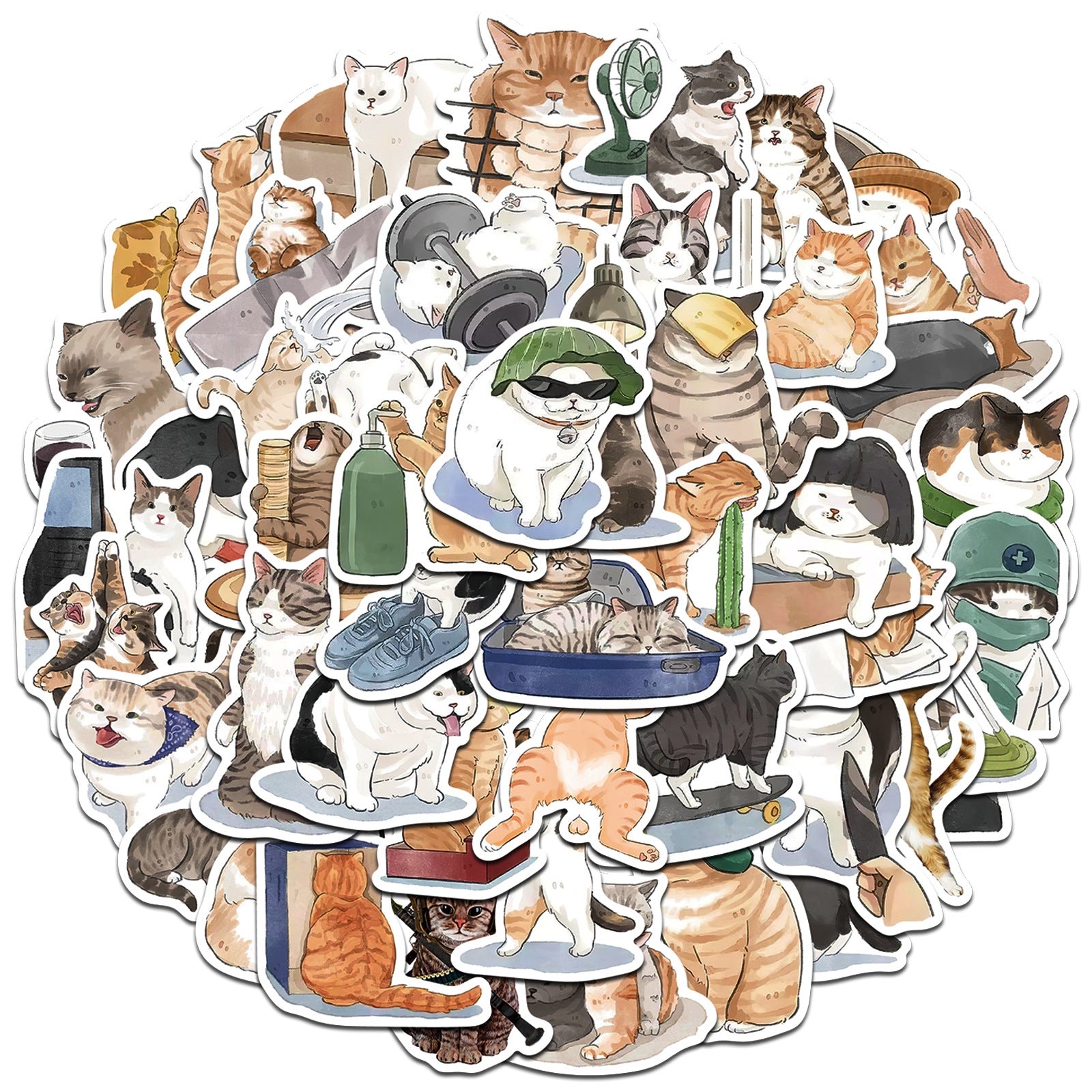 50 Pcs Vinyl Funny Cat Dog Stickers GT216
