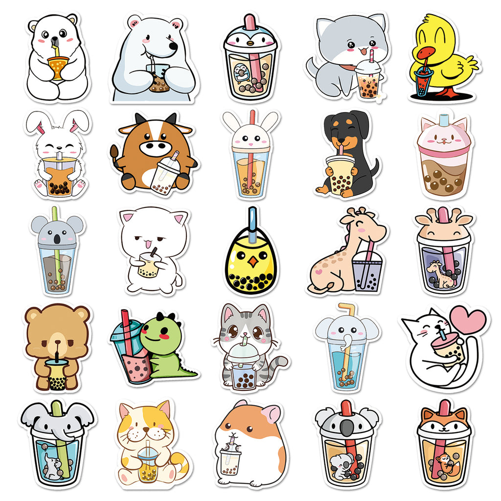 50 Pcs Vinyl Milk Tea Stickers WNC298