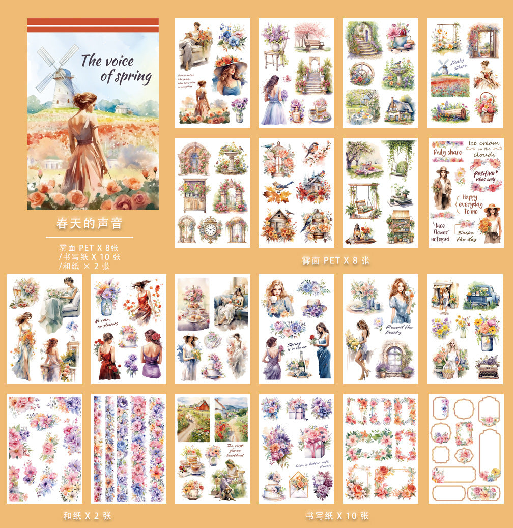 20 Sheets A5 Flower Stickers Book DHHDXL