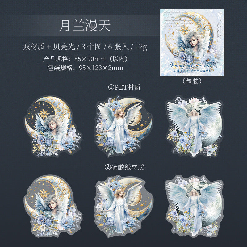 6 Pcs Moon Fairy Tale PET Stickers YQXQW