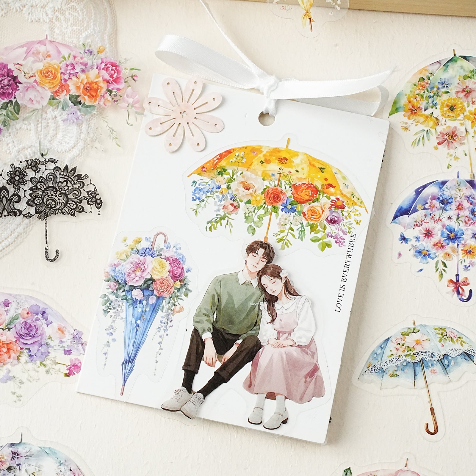 15 Pcs Floral Animal PET Stickers SJFH