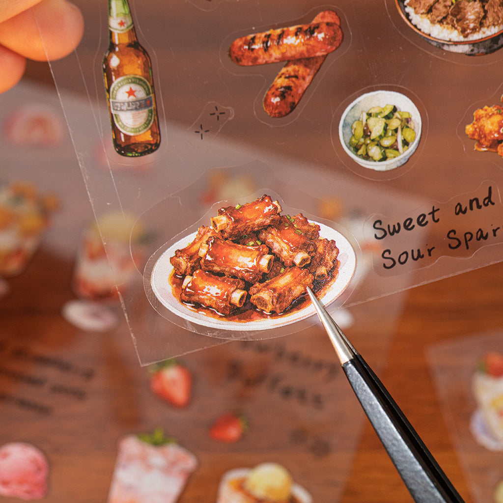 20 Sheets Food Themed PET Stickers Book YKSG