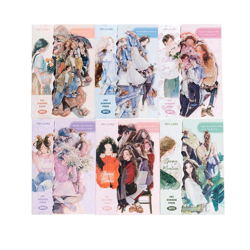 30 Pcs Fashion Girl PET Stickers KXSK