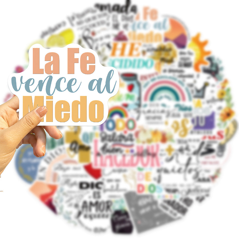 50 Pcs Vinyl Spanish Bible Stickers UU104