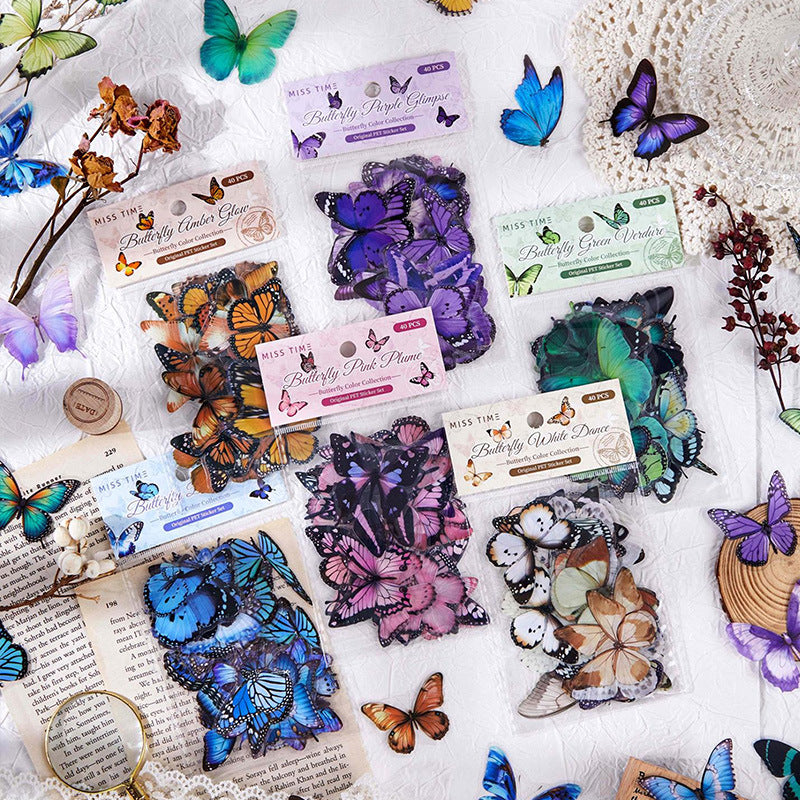 40 Pcs Butterfly PET Stickers DCJL