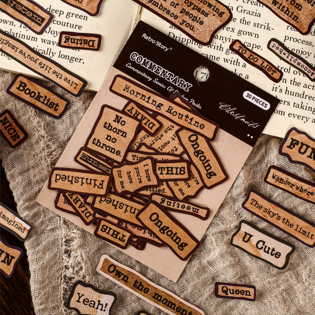 30 Pcs Vintage Quote Stickers XYXL