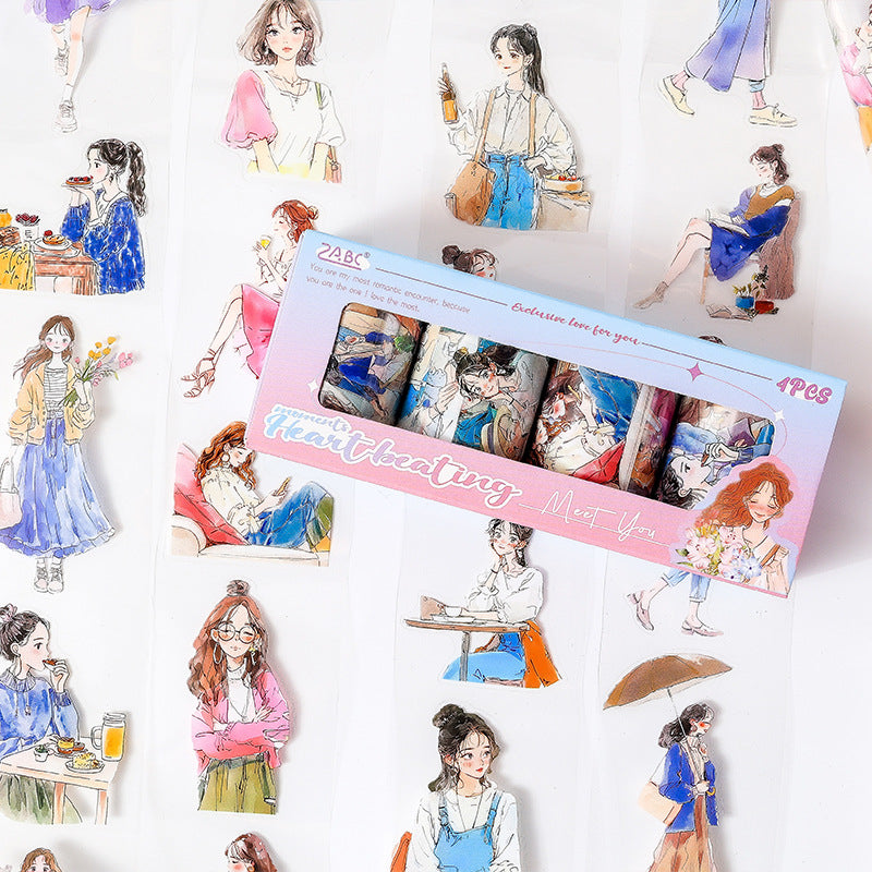 4 Rolls Fashion Girl PET Tapes Set WRSY
