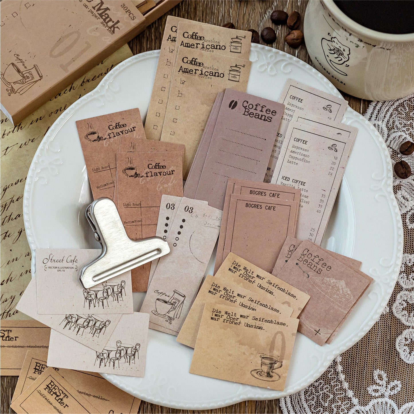 30 Pcs Vintage Notepad Stickers ZSJSG