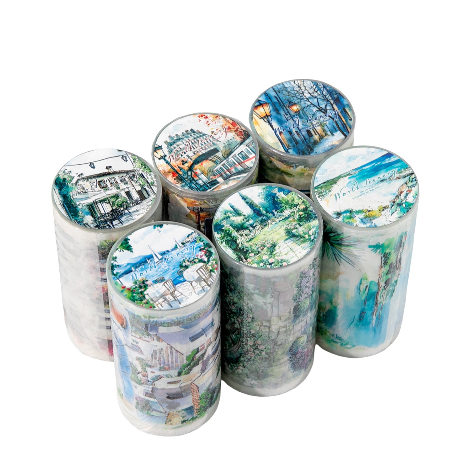 1 Roll Travel Landscape PET Stickers Tape SJBJ