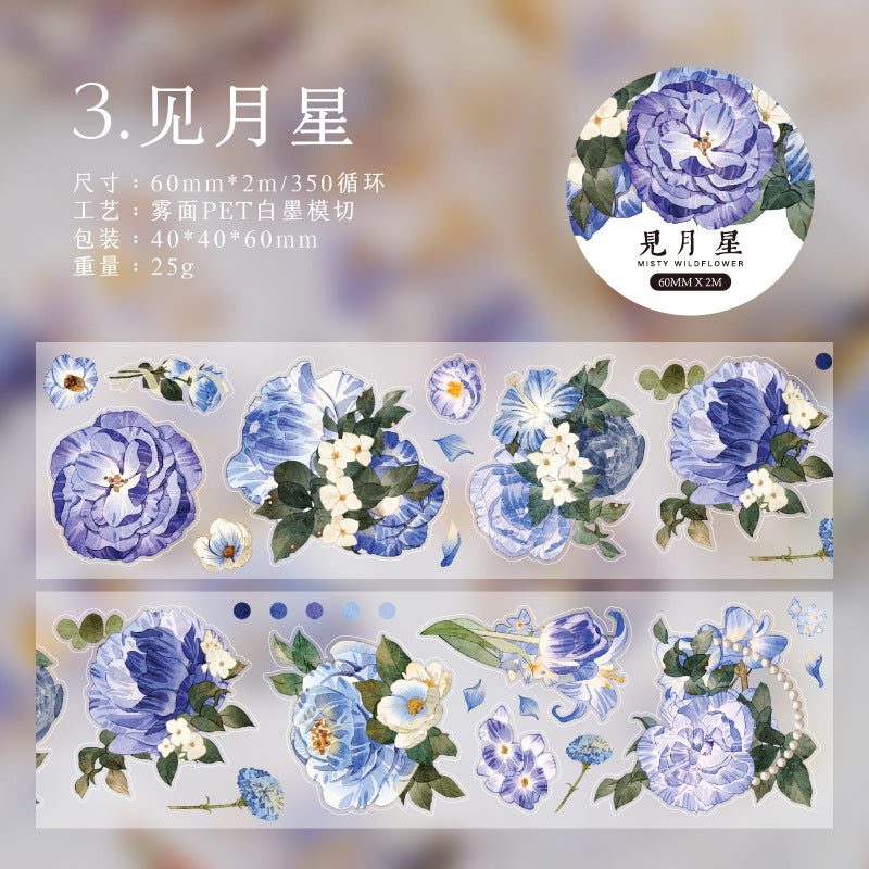 1 Roll Pre-cut PET Flowers Stickers Tape WYHM
