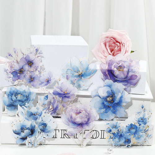 10 Pcs Large Size Flower PET Stickers BYHM