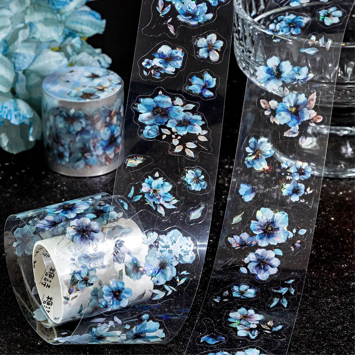 1 Roll Vintage Flower PET Stickers Tape FHXL