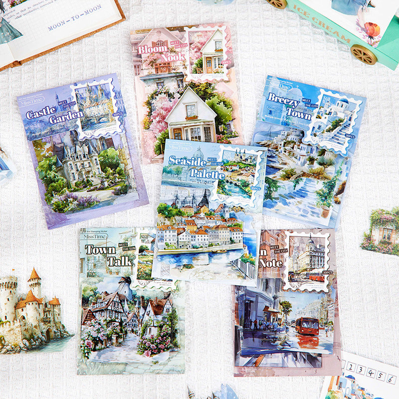 30 Pcs City Town Landscape PET Stickers FJJY