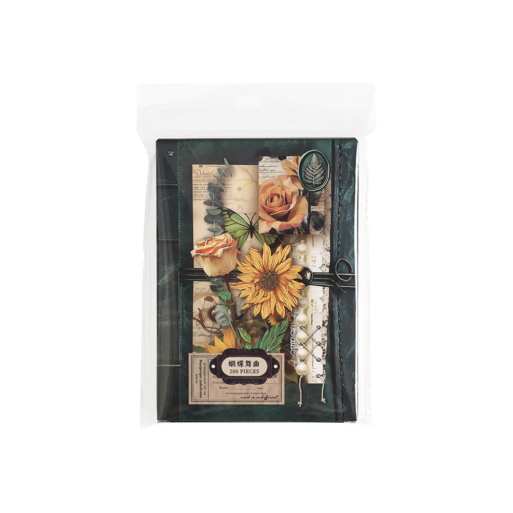 200 Pcs Junk Journal Paper and Stickers Kit BBJY