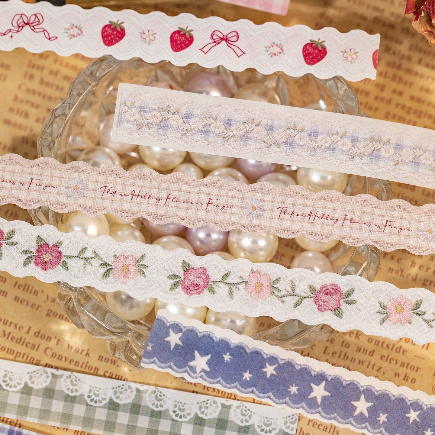 40 Pcs Lace Floral Washi Stickers HBYJ