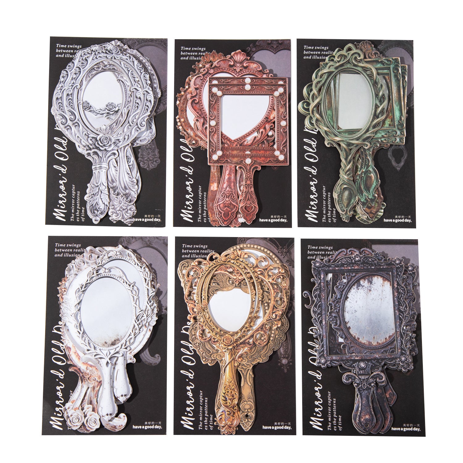 10 Pcs Vintage Mirror Jthemed Cardstock Stickers JMXL