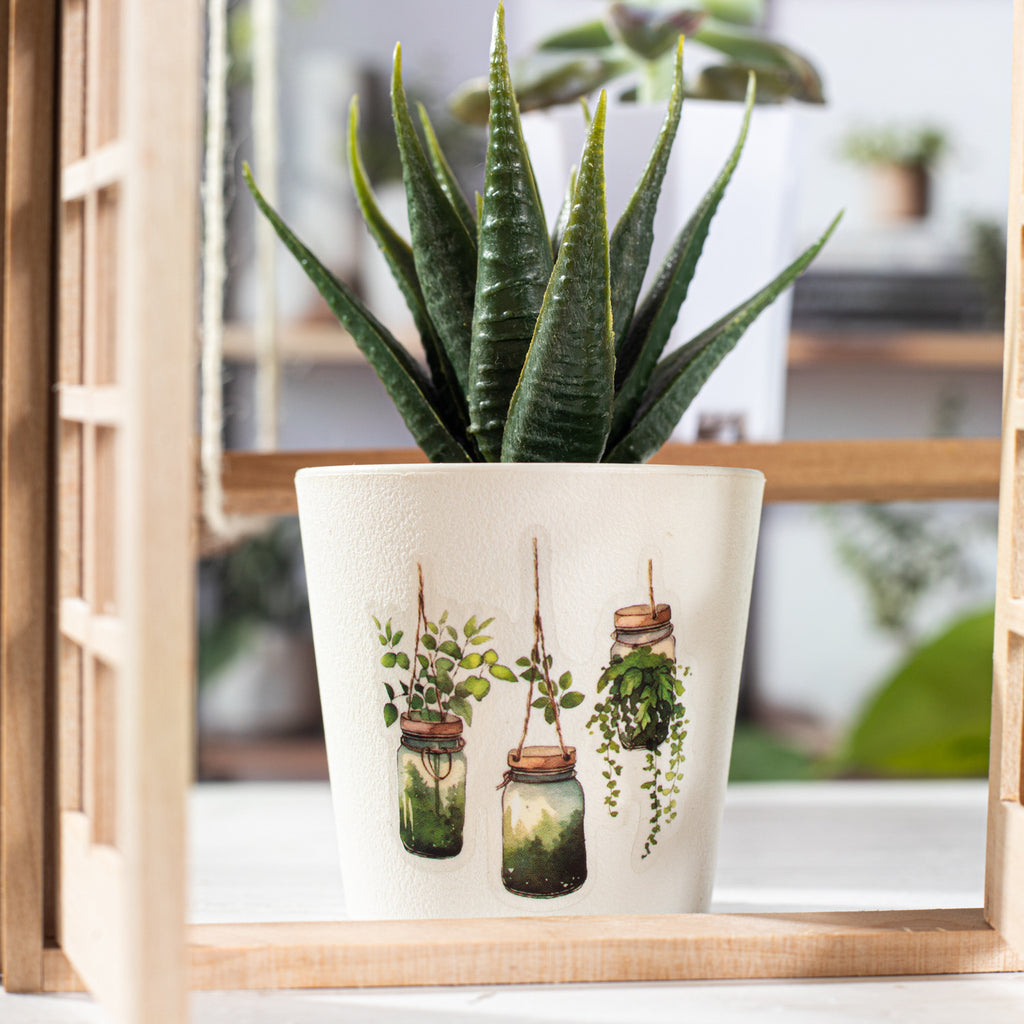 1 Roll Pre-cut Potted Plants PET Stickers Tape XDLX