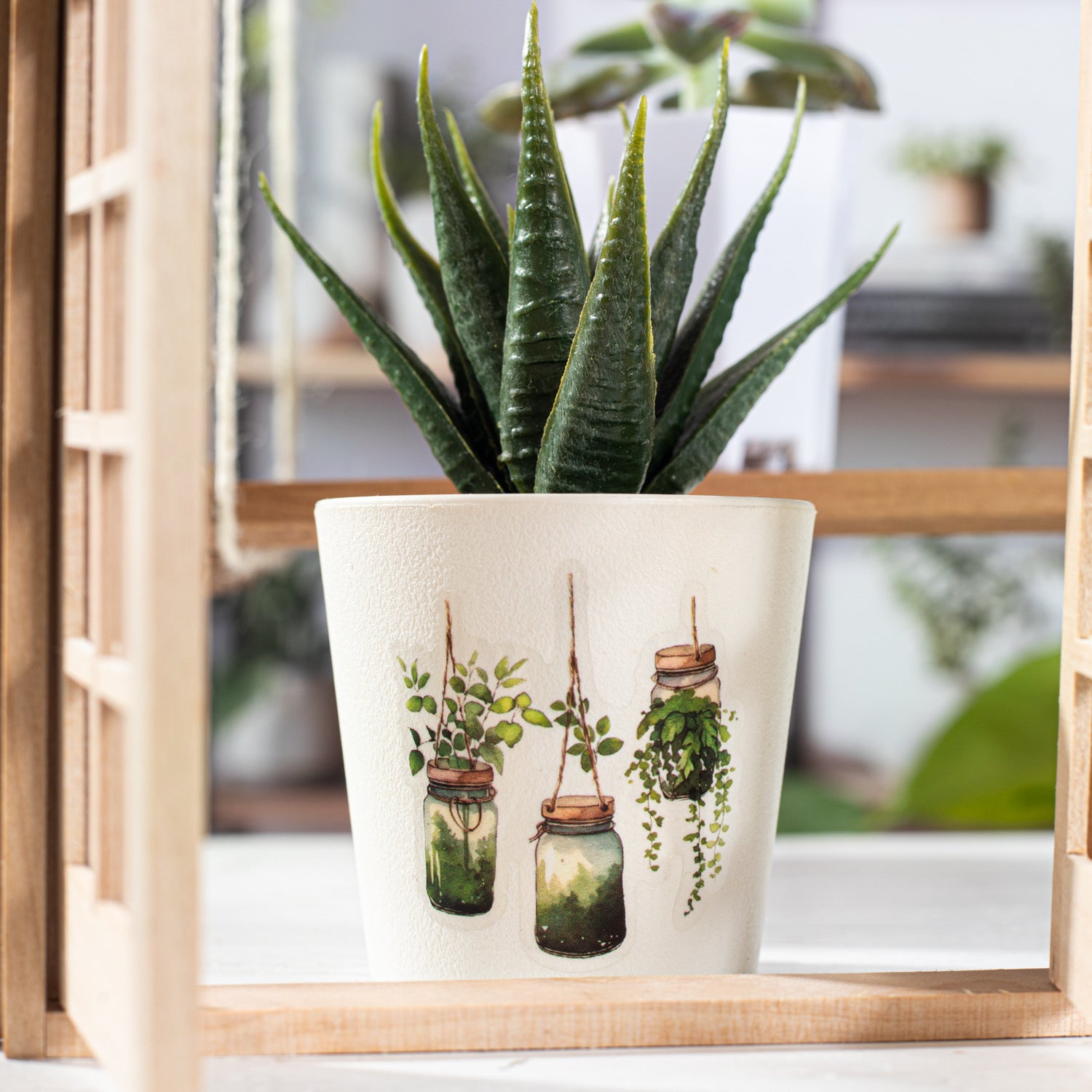 1 Roll Pre-cut Potted Plants PET Stickers Tape XDLX