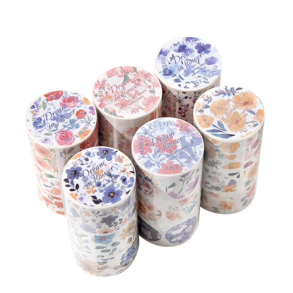 1 Roll Flower Theme Pre-cut Washi Stickers Tape HJQM