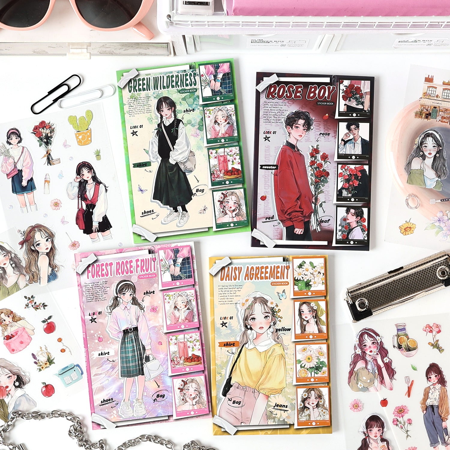 20 Pcs Flower Girl Boy Washi Stickers Book HYHS