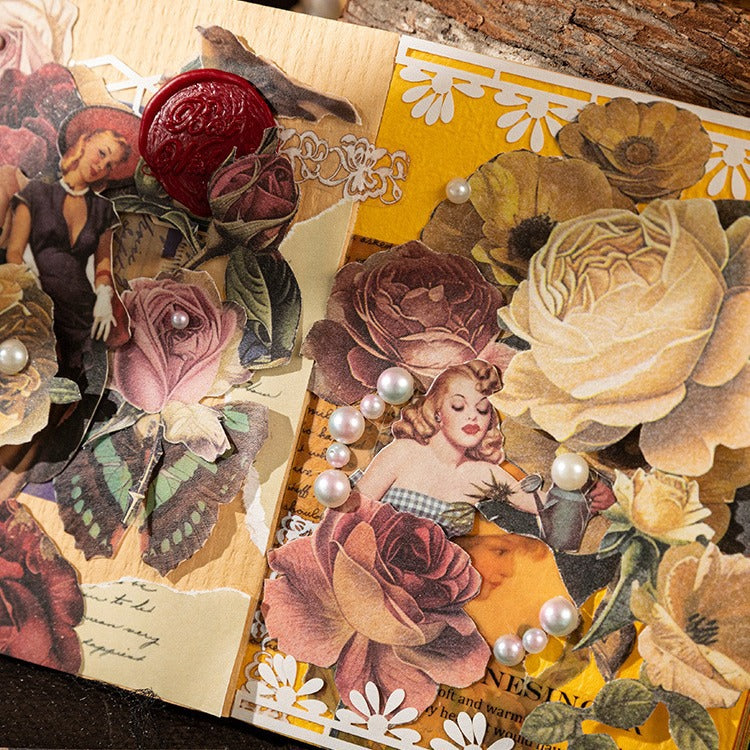 30 Pcs Rose Theme Scrapbook Paper MGZX