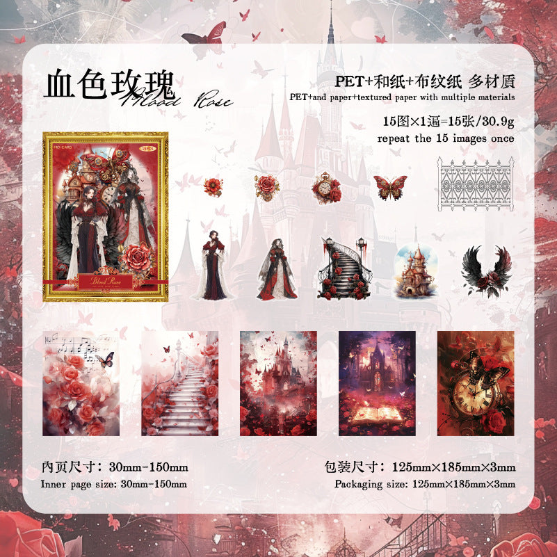 15 Pcs Paper and PET Stickers Mix Material MLMG