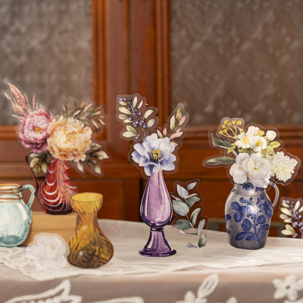 20 Pcs Flower Vase PET Stickers ZYHYS