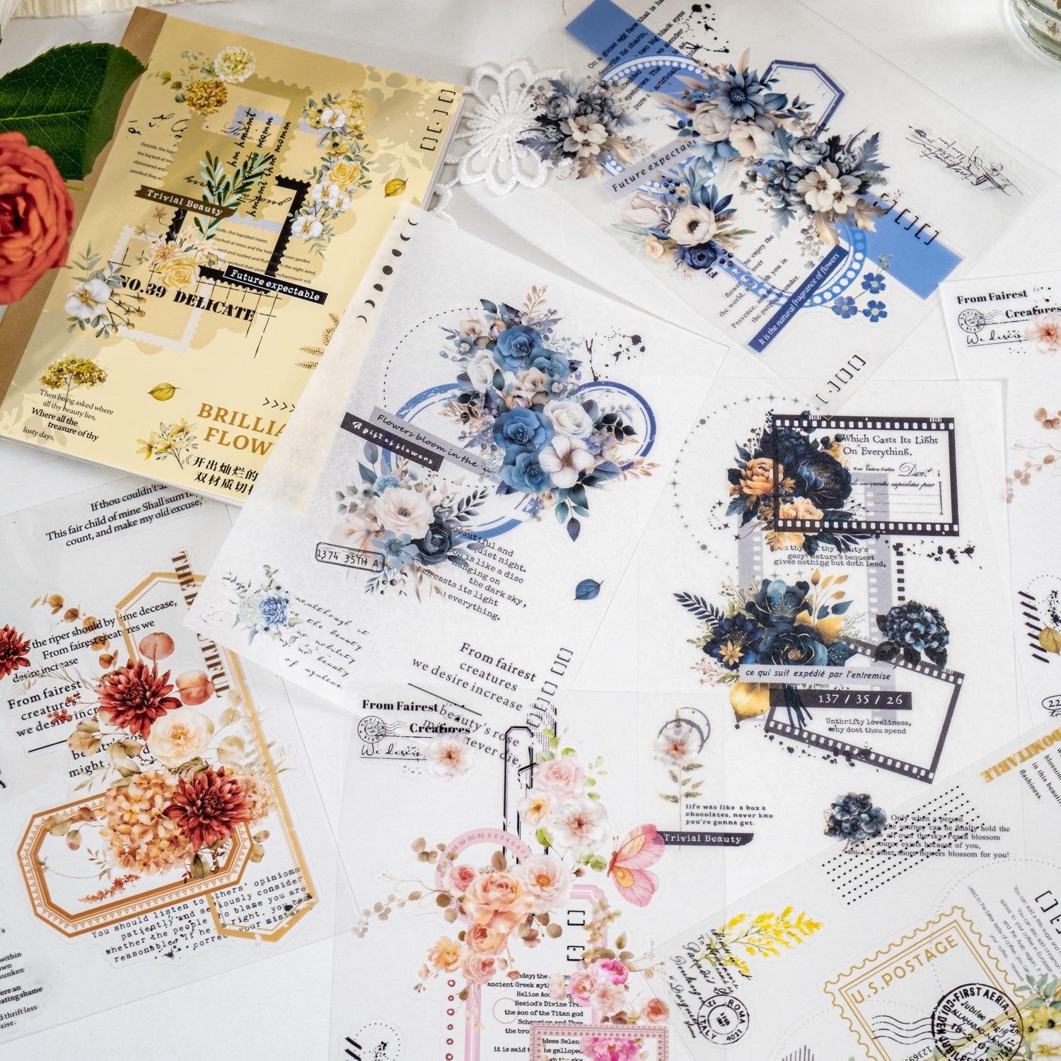 20 Pcs Washi and PET Stickers Book KCCLH