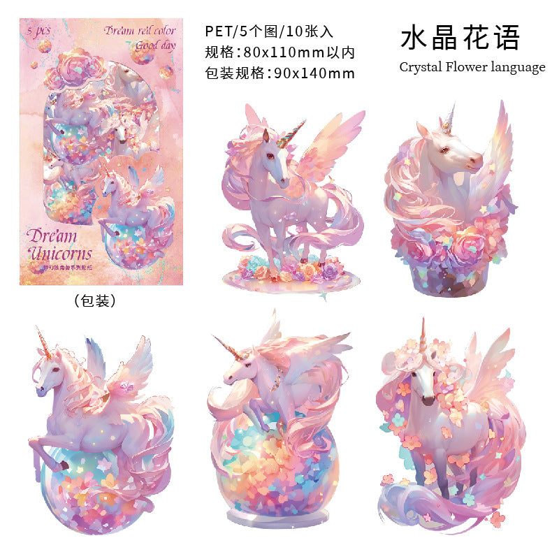 10 Pcs PET Unicorn Stickers MJDJS
