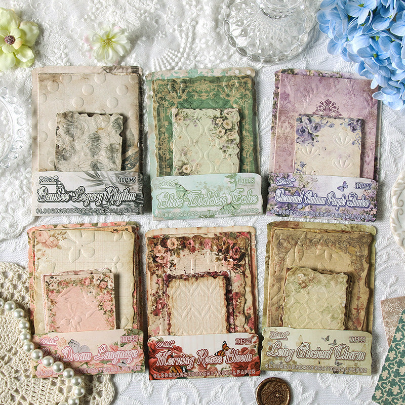 10 Sheets Vintage Embossed Scrapbook Paper XSJM