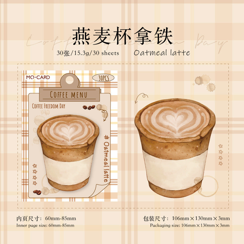 30 Sheets Coffee Shaped Notepad Paper KFZYR