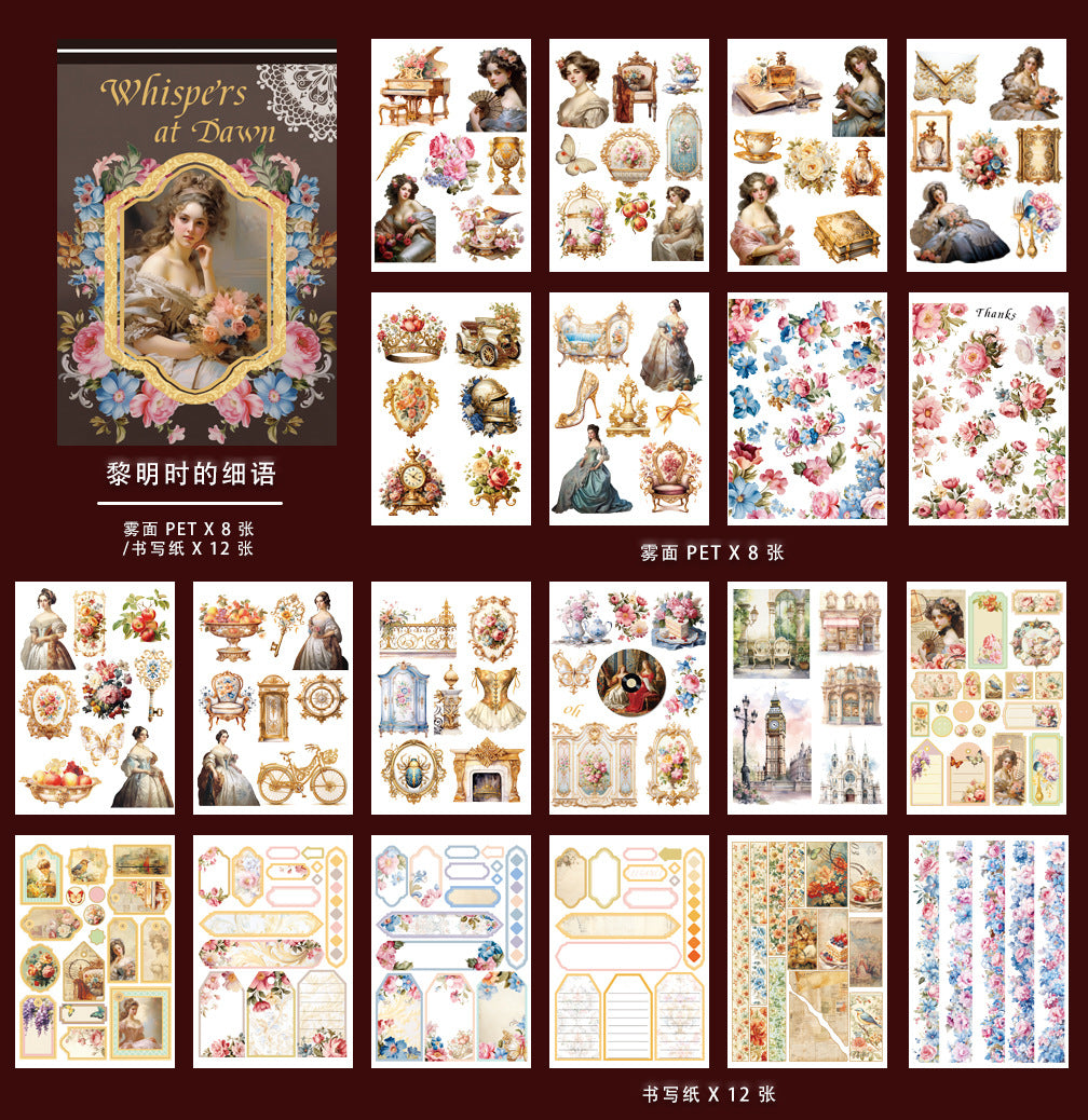 20 Sheets A5 Coffee Lady Spring Stickers Book DHWY