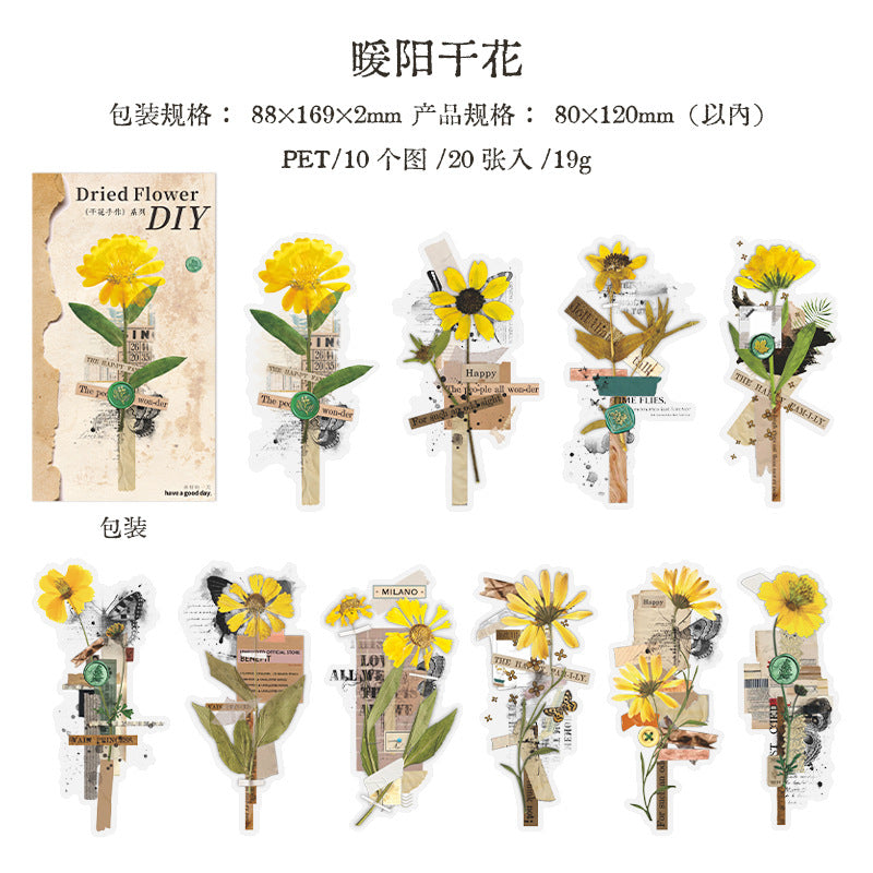 20 Pcs Natuer Plant Flower Collage Stickers GHSZ