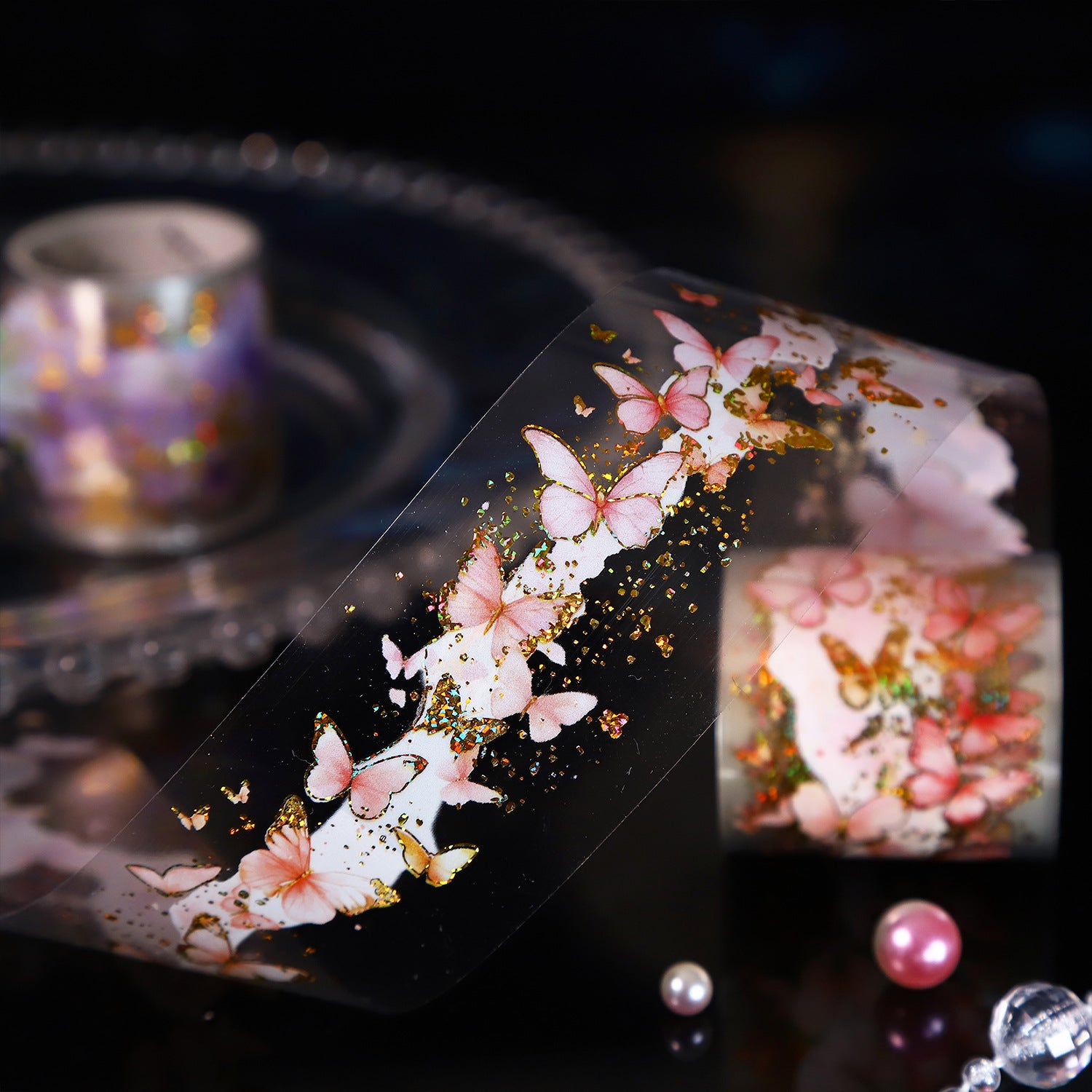 1 Roll Glitter Butterfly PET Tape FFHD