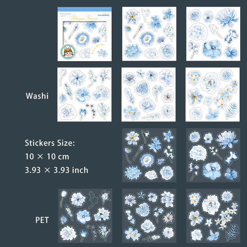 10 Sheets Flower PET Stickers Book HJTM