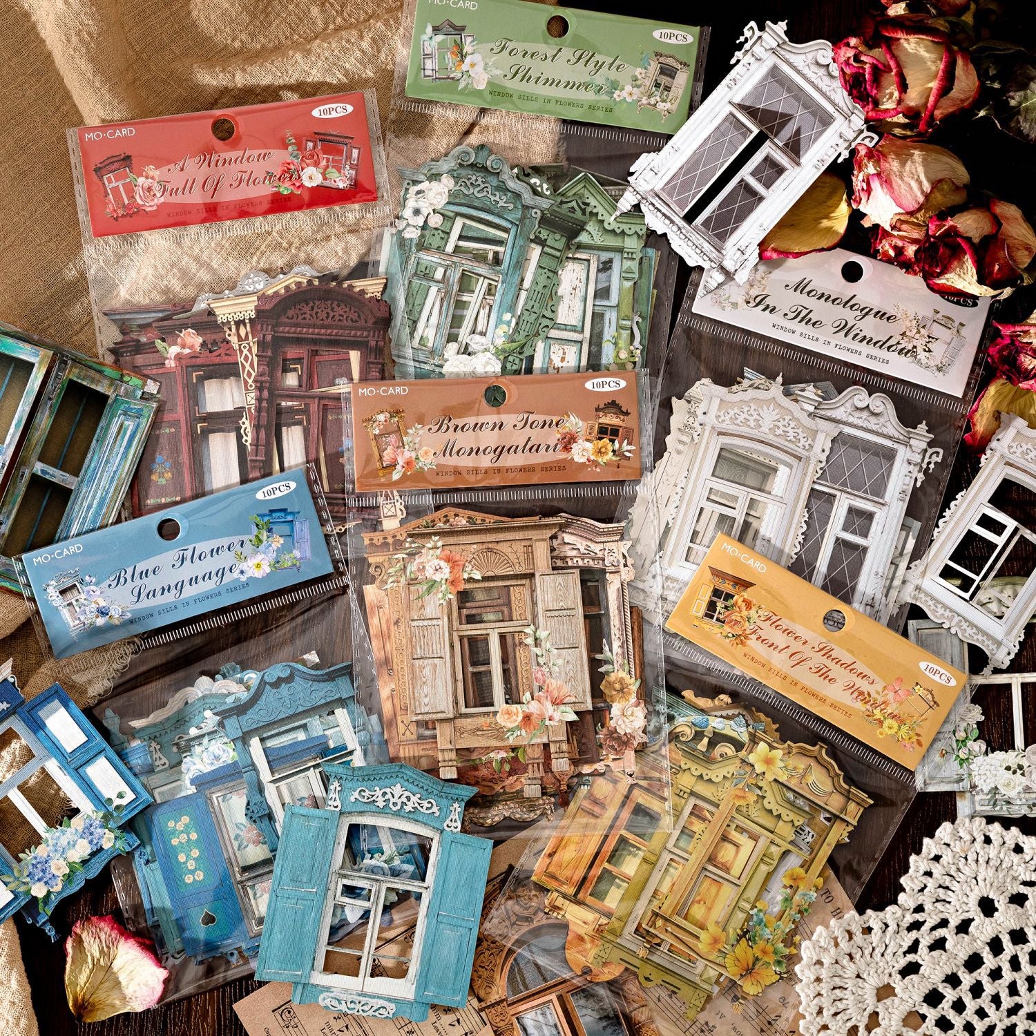 10 Pcs Creative Windows Collage Stickers HJCT