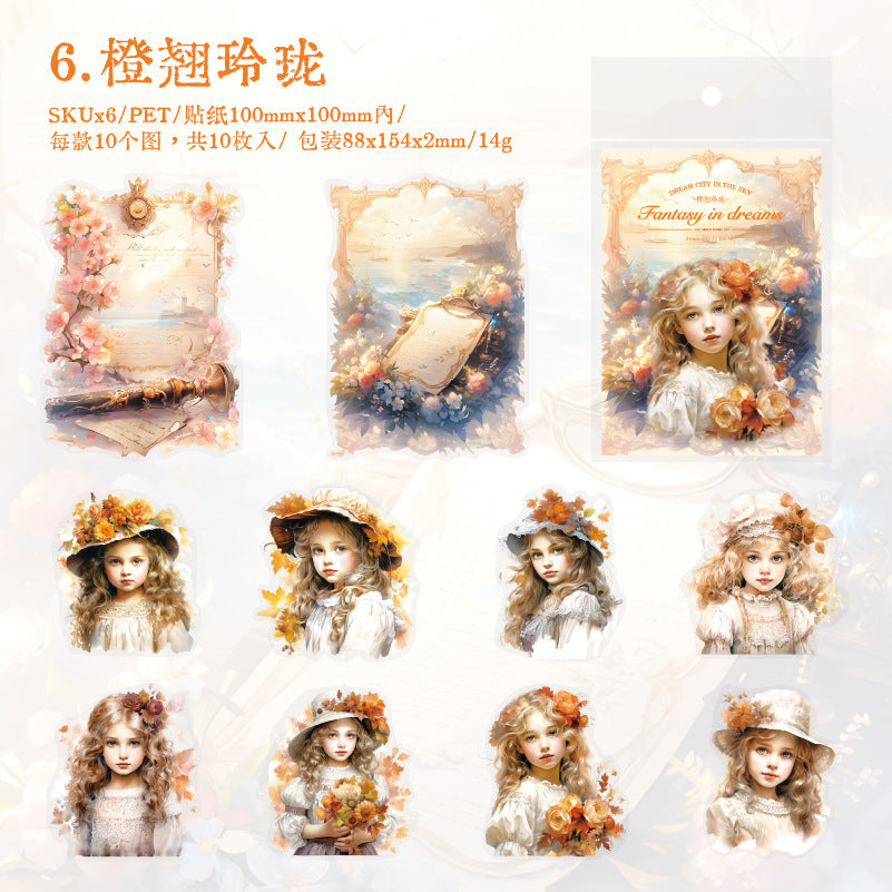 10 Pcs Fantasy Theme PET Stickers MZHXQ