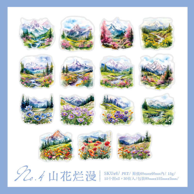 30 Pcs PET Landscape Stickers ZCTLLL