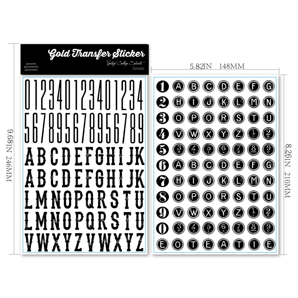 2 Sheets Waterproof Rub on Stickers - Alphabet Number Letter