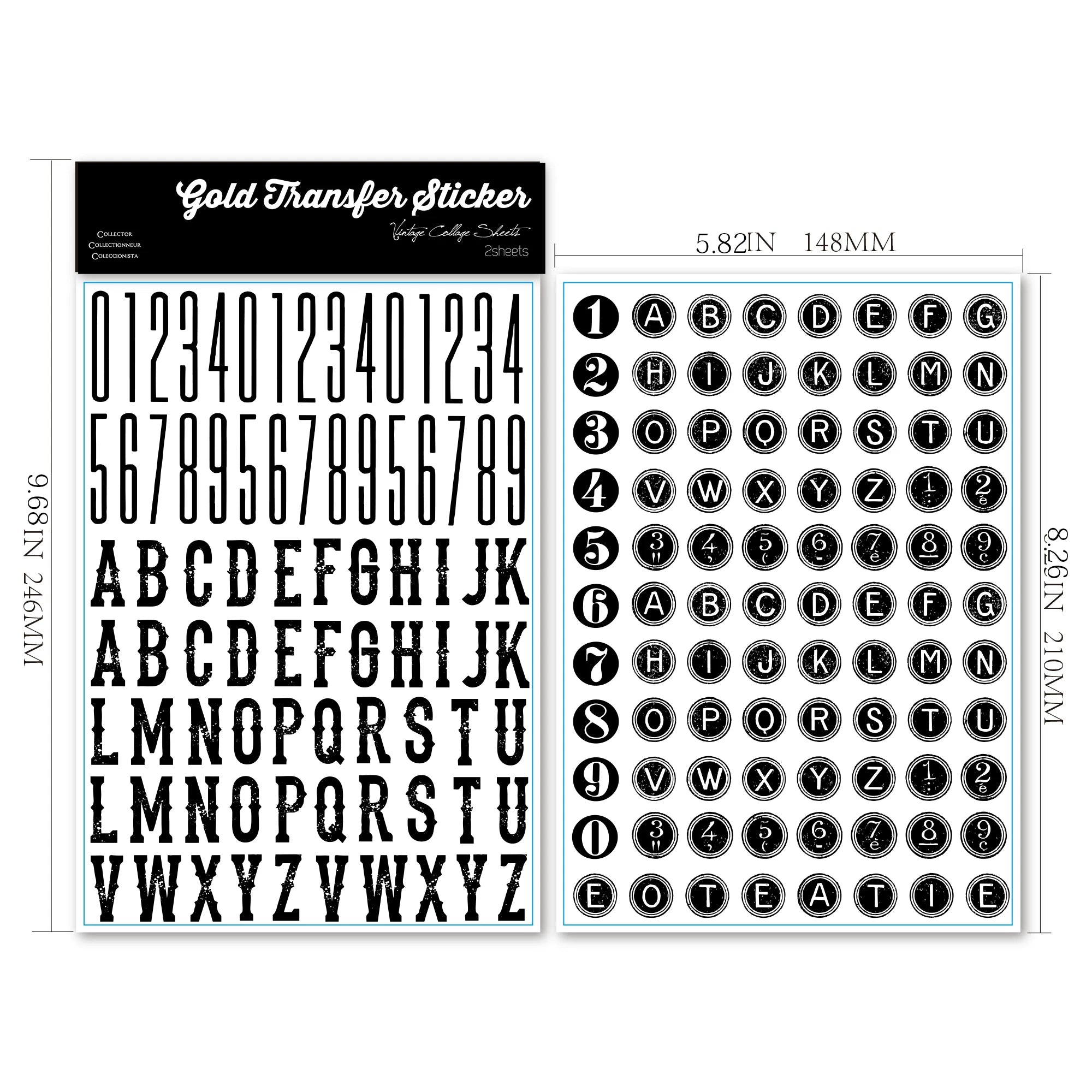 2 Sheets Waterproof Rub on Stickers - Alphabet Number Letter
