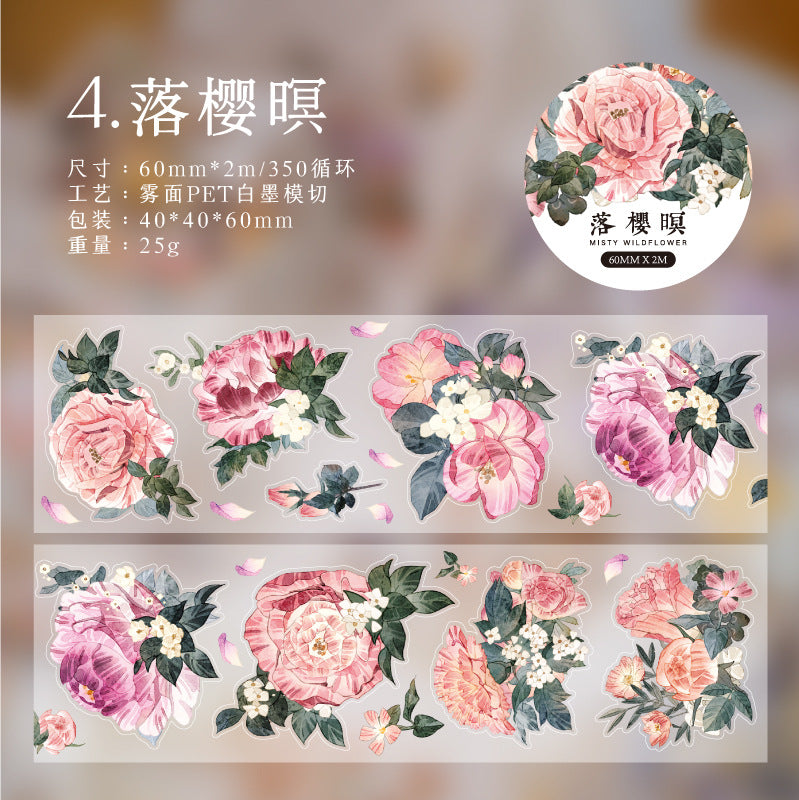 1 Roll Pre-cut PET Flowers Stickers Tape WYHM