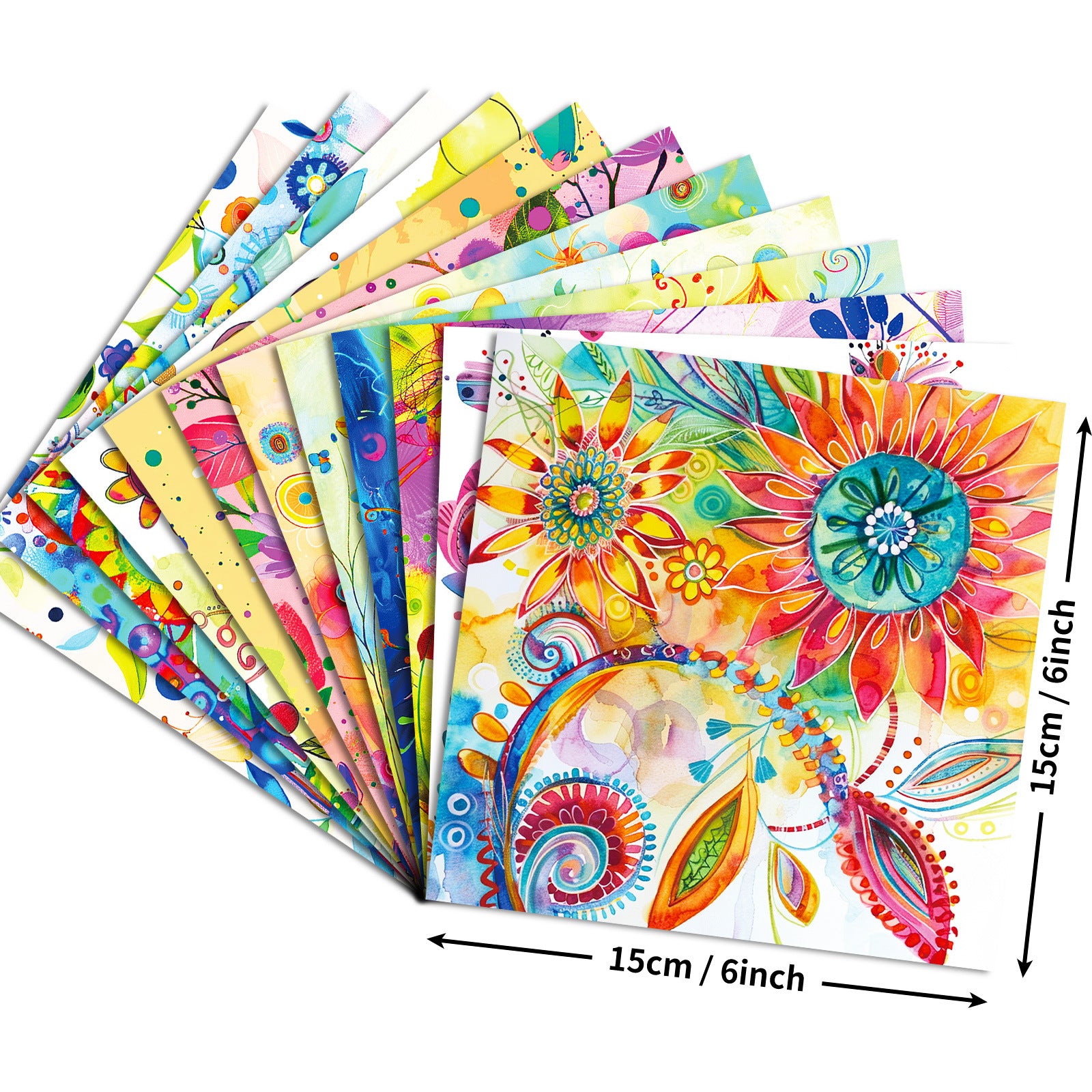 6 inch Rainbow Flower Scrapbook Paper Pad PA090