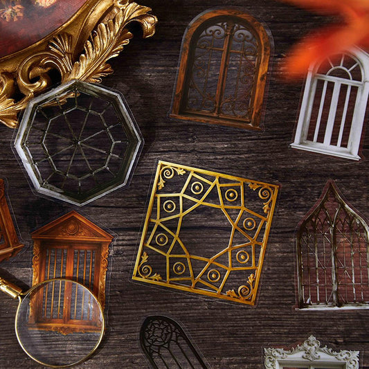20 Pcs Vintage Window PET Stickers FGGSWY